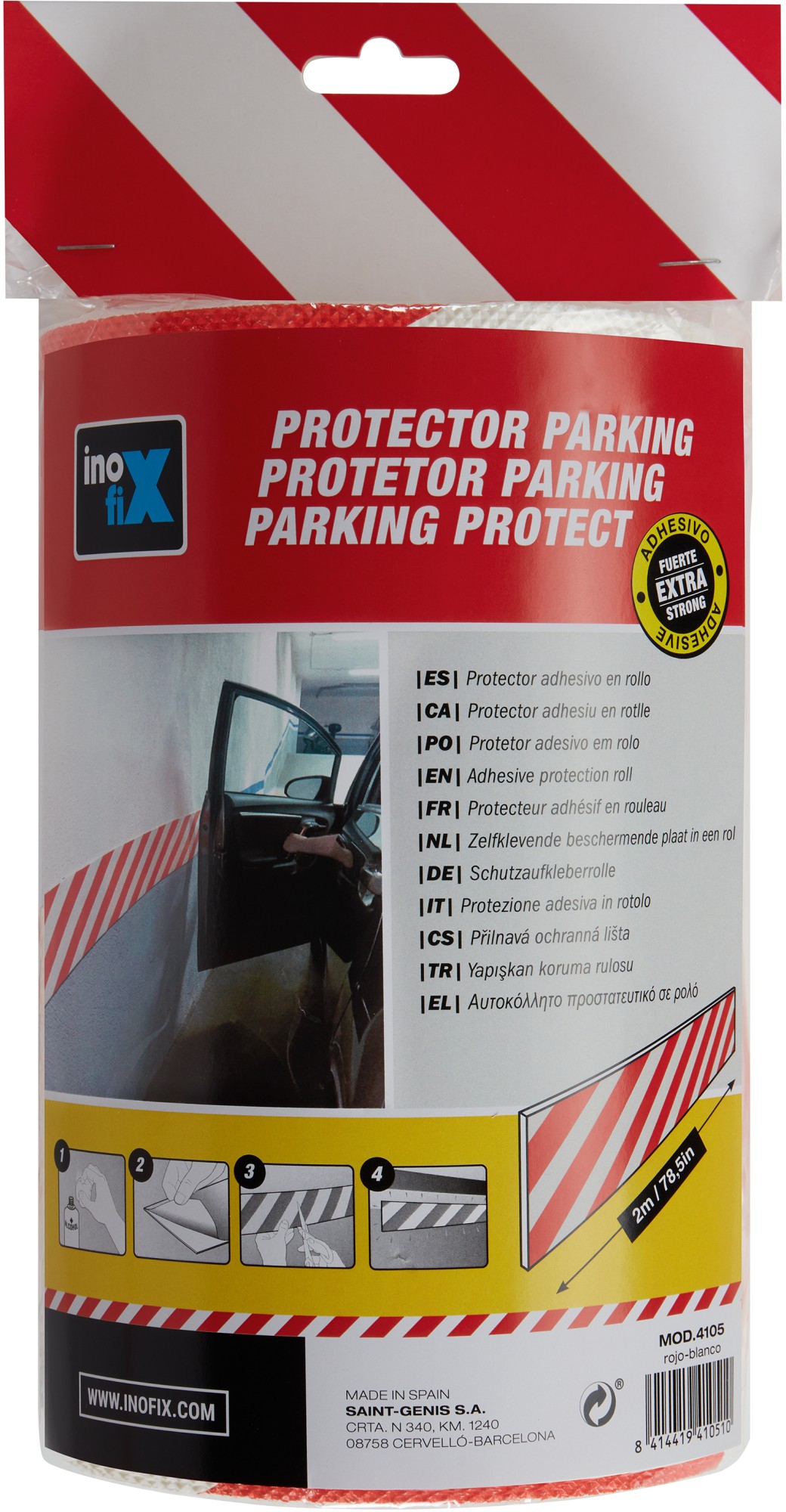 Protector parking en rollo 2m. / rojo-blanco