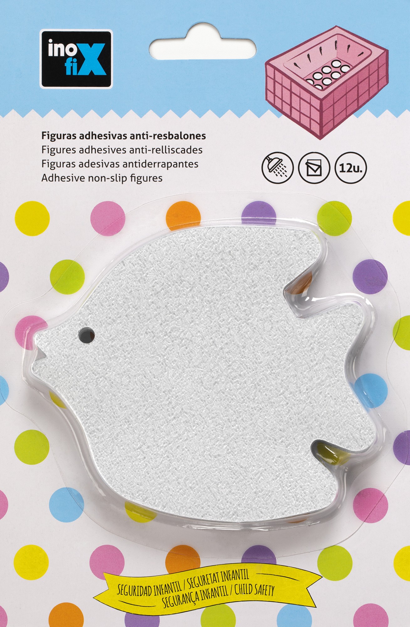 Figuras adhesivas anti-resbalones. Pez / transparente
