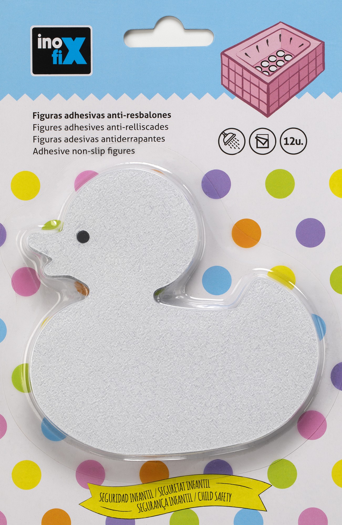 Figuras adhesivas anti-resbalones. Pato / transparente