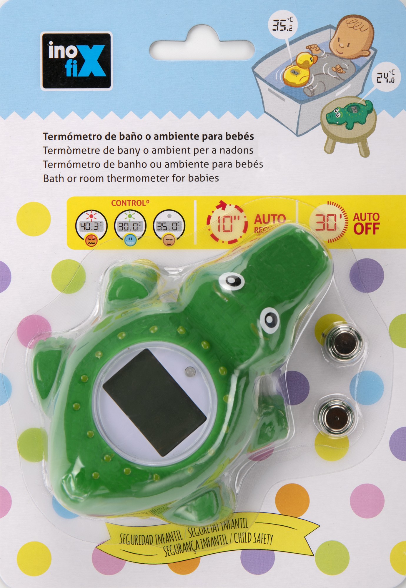Termómetro digital cocodrilo para bañera/baño / verde