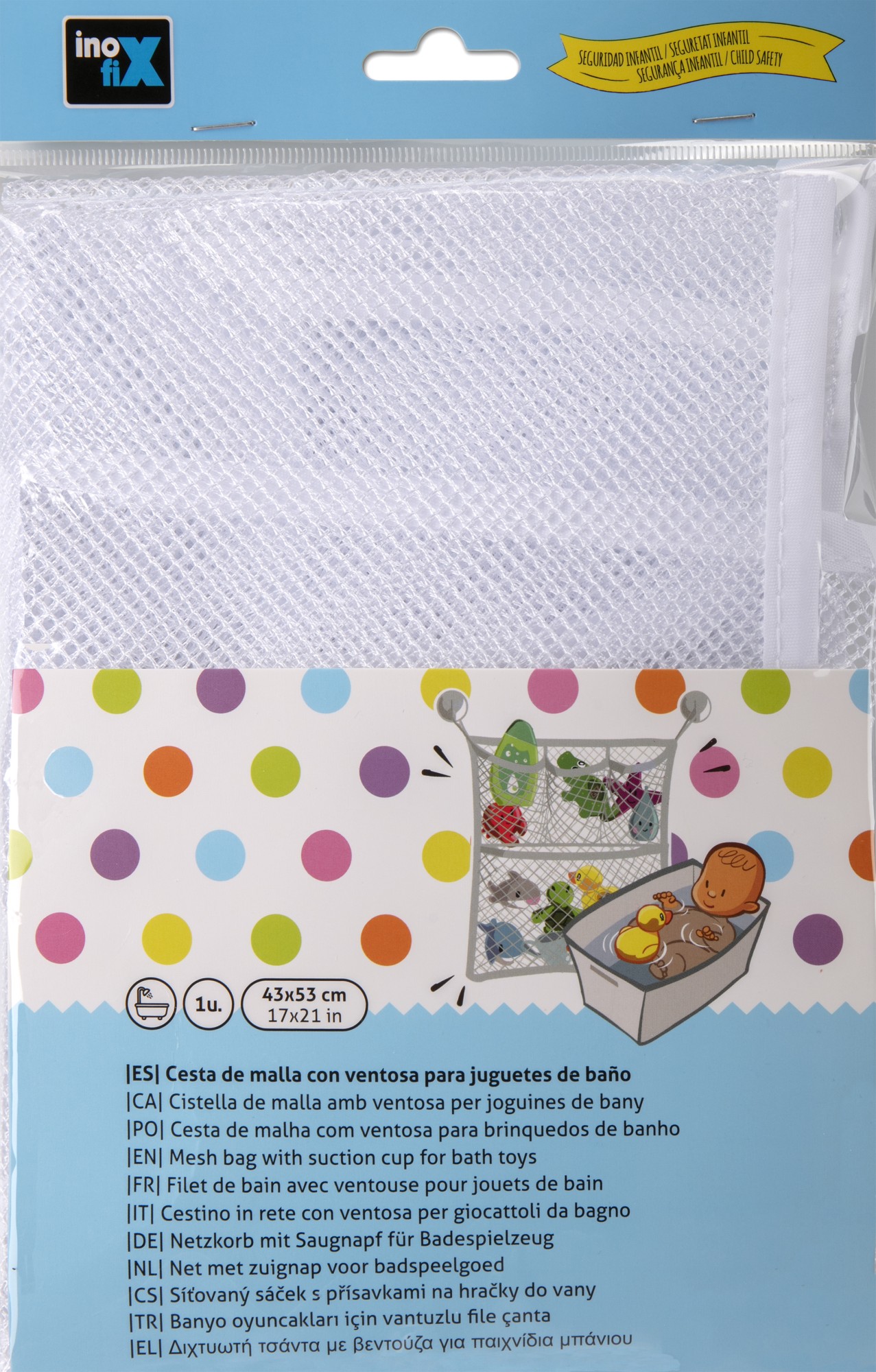 Cesta de malla con ventosa 43x53cm / blanco