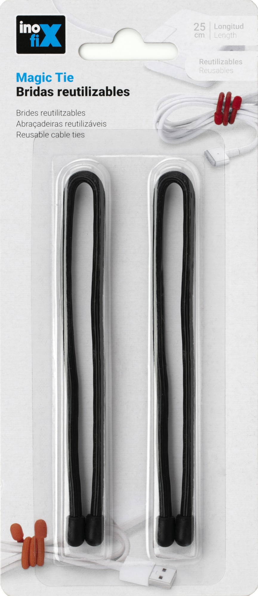 Bridas reutilizables Magic Tie 25cm. / negro
