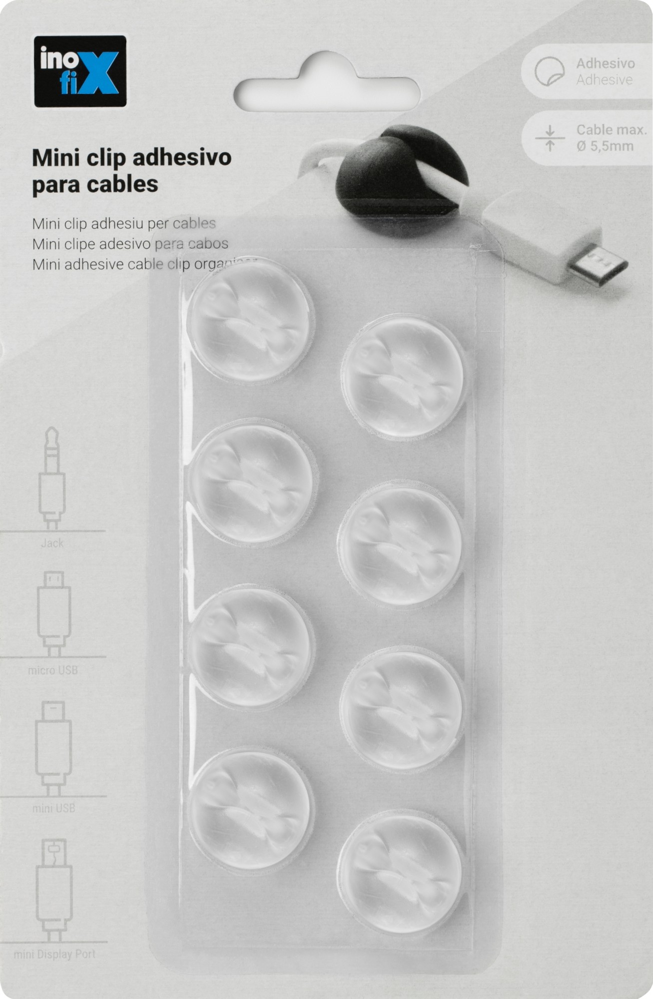 Mini Clip adhesivo para cables / transparente