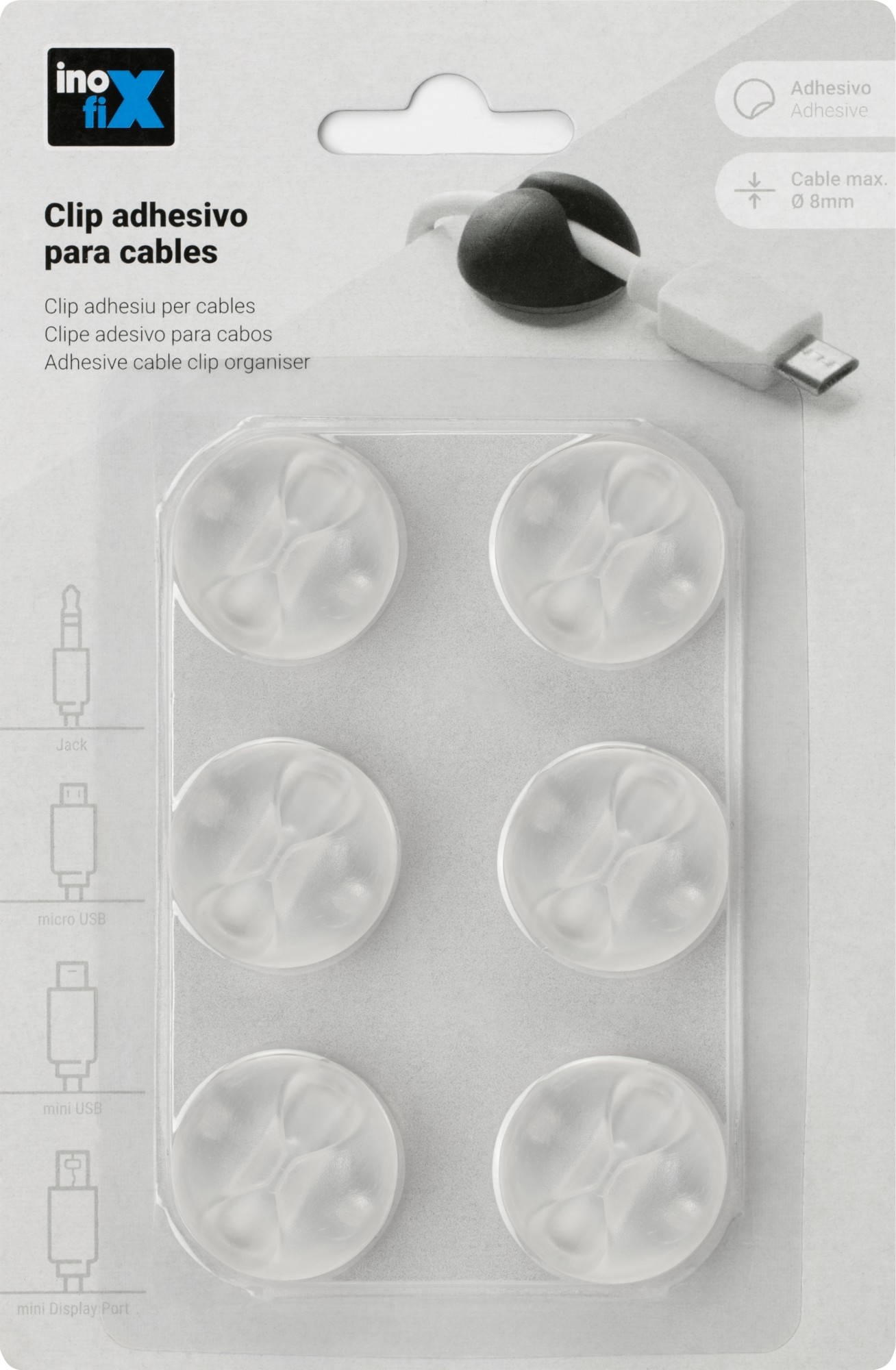 Clip adhesivo para cables / transparente