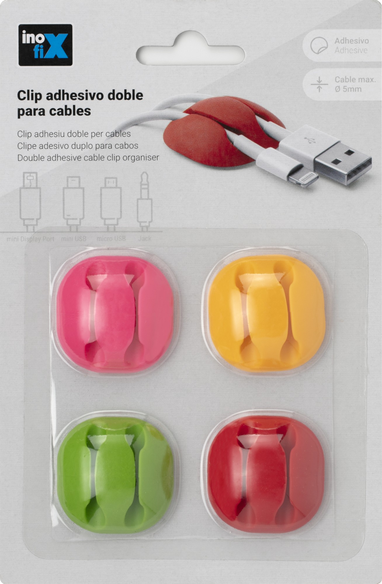 Clip adhesivo doble para cables / surtido