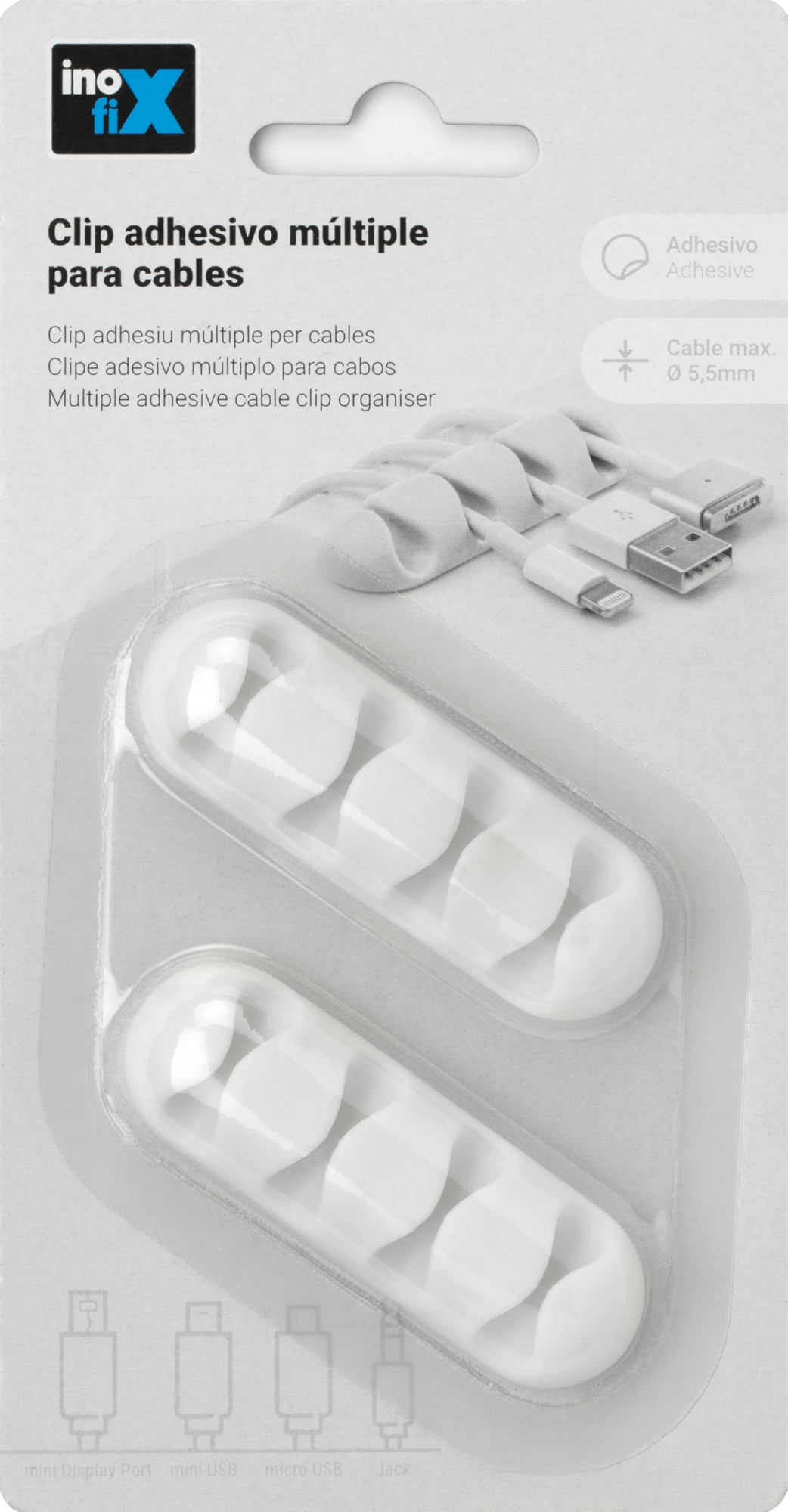 Clip adhesivo múltiple para cables / blanco