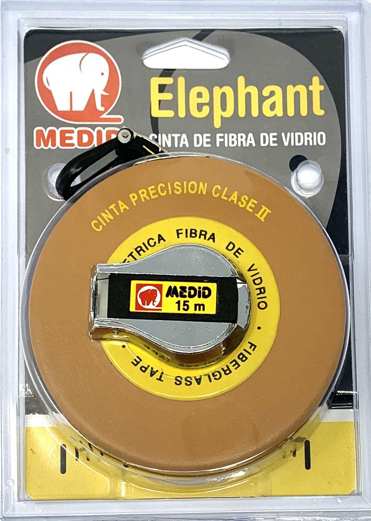 Cinta métrica de fibra de vidrio 15 m x 15 mm Estuche Metal+Piel - ref.136015