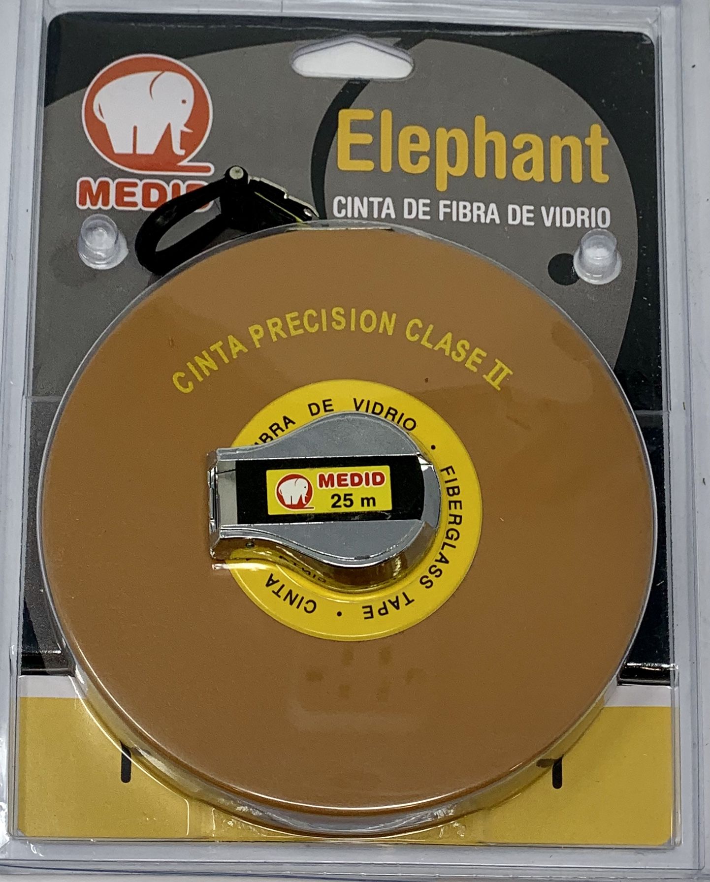 Cinta métrica de fibra de vidrio 25 m x 15 mm Estuche Metal+Piel - ref.136025