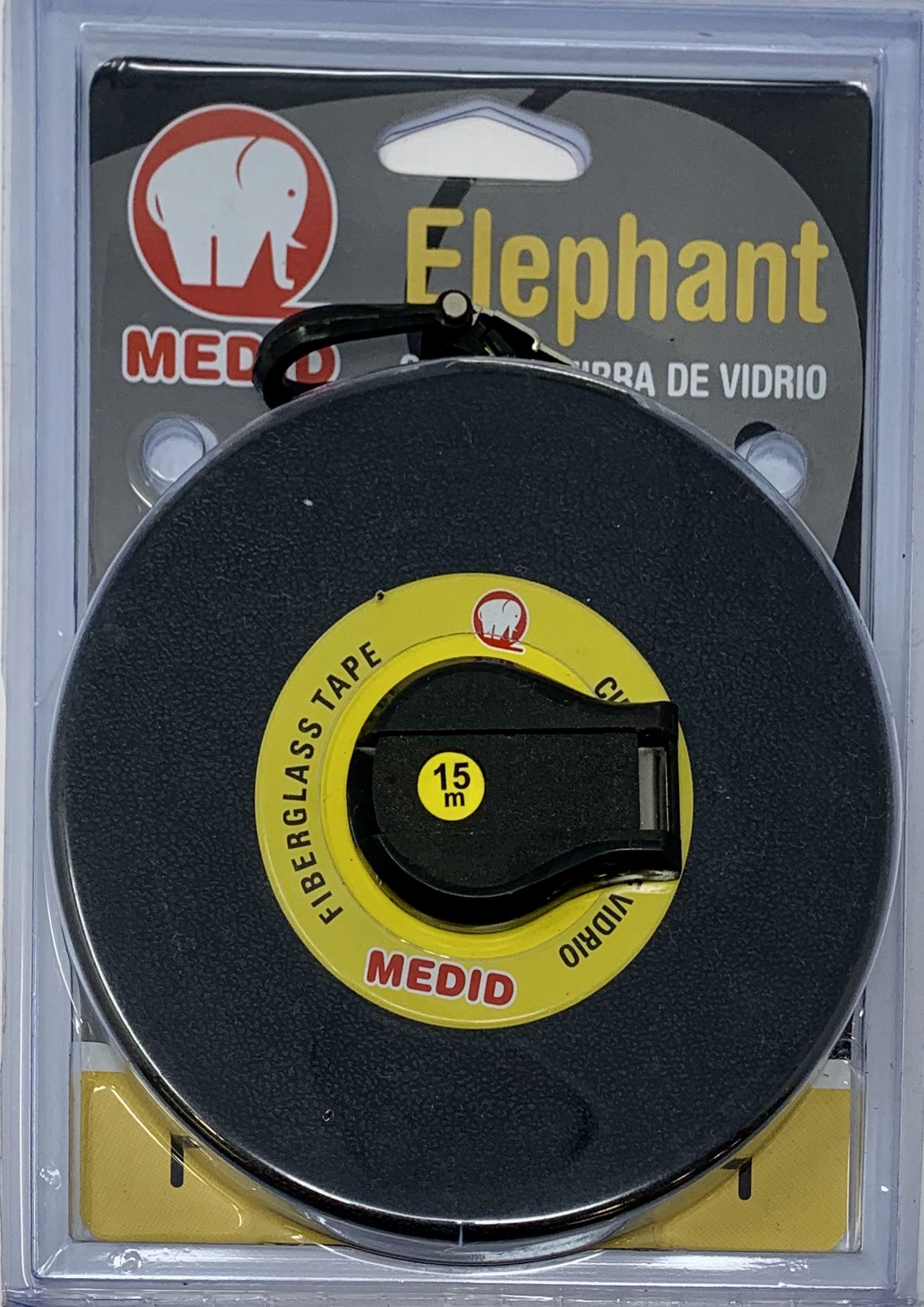 Cinta métrica de fibra de vidrio 15 m x 15 mm Fluorescente Estuche ABS - ref.140015