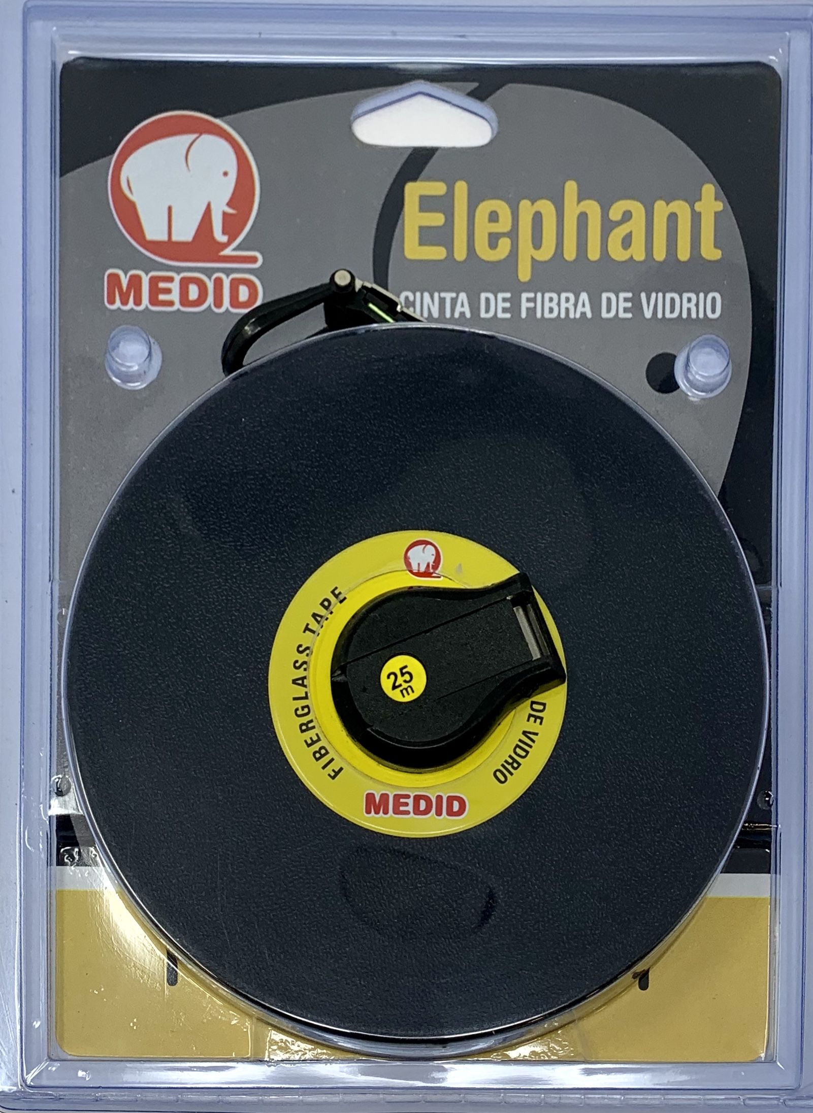 Cinta métrica de fibra de vidrio 25 m x 15 mm Fluorescente Estuche ABS - ref.140025