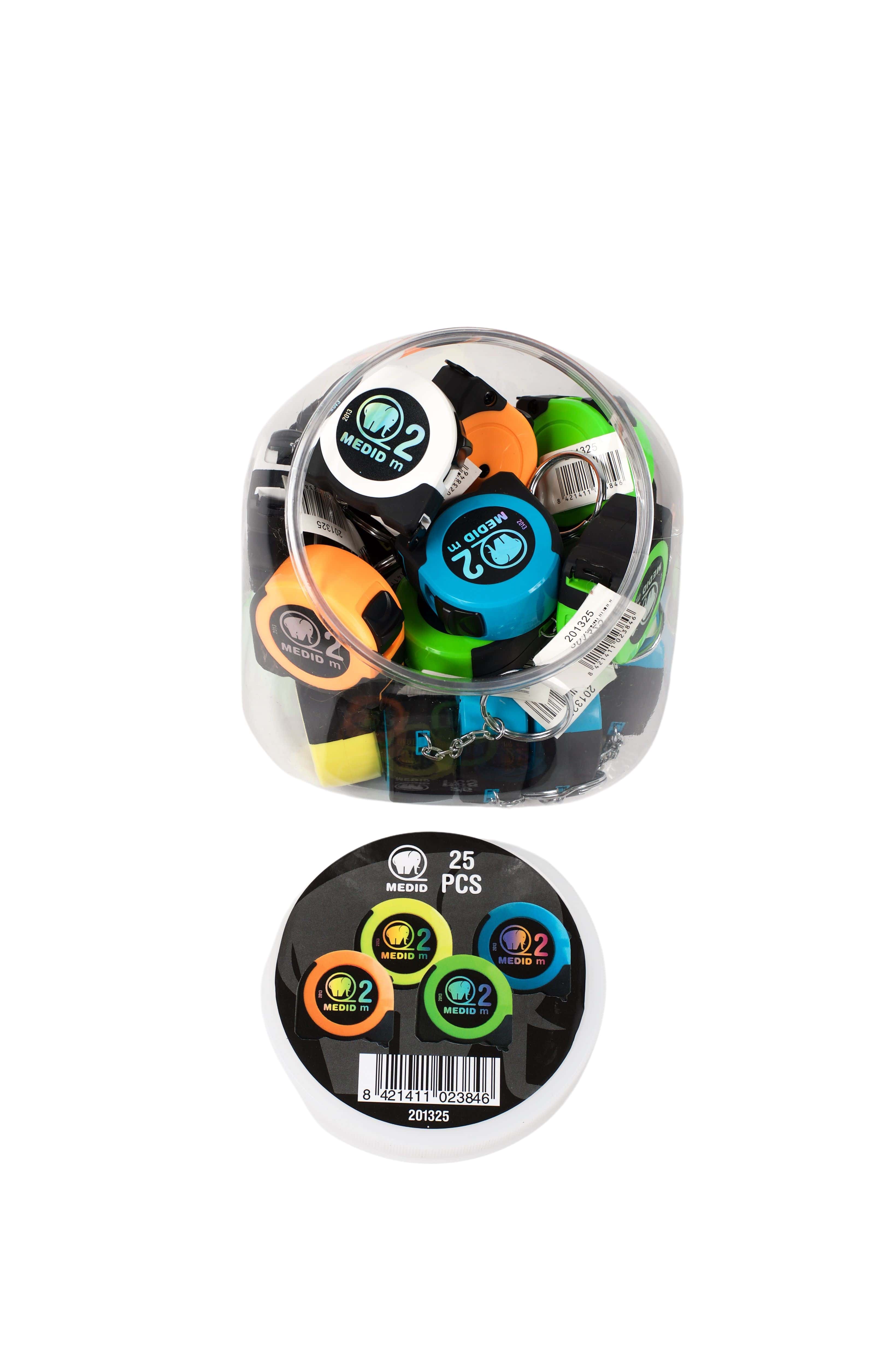 Bote de 25 flexómetros llavero colores - ref.201325