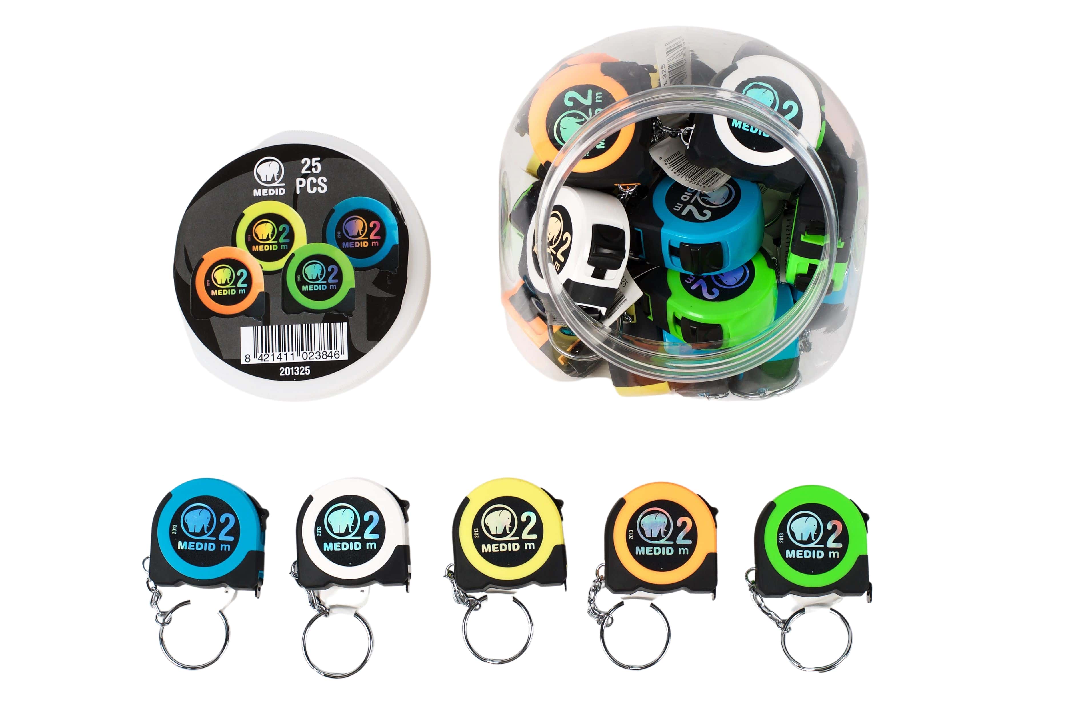 Bote de 25 flexómetros llavero colores - ref.201325