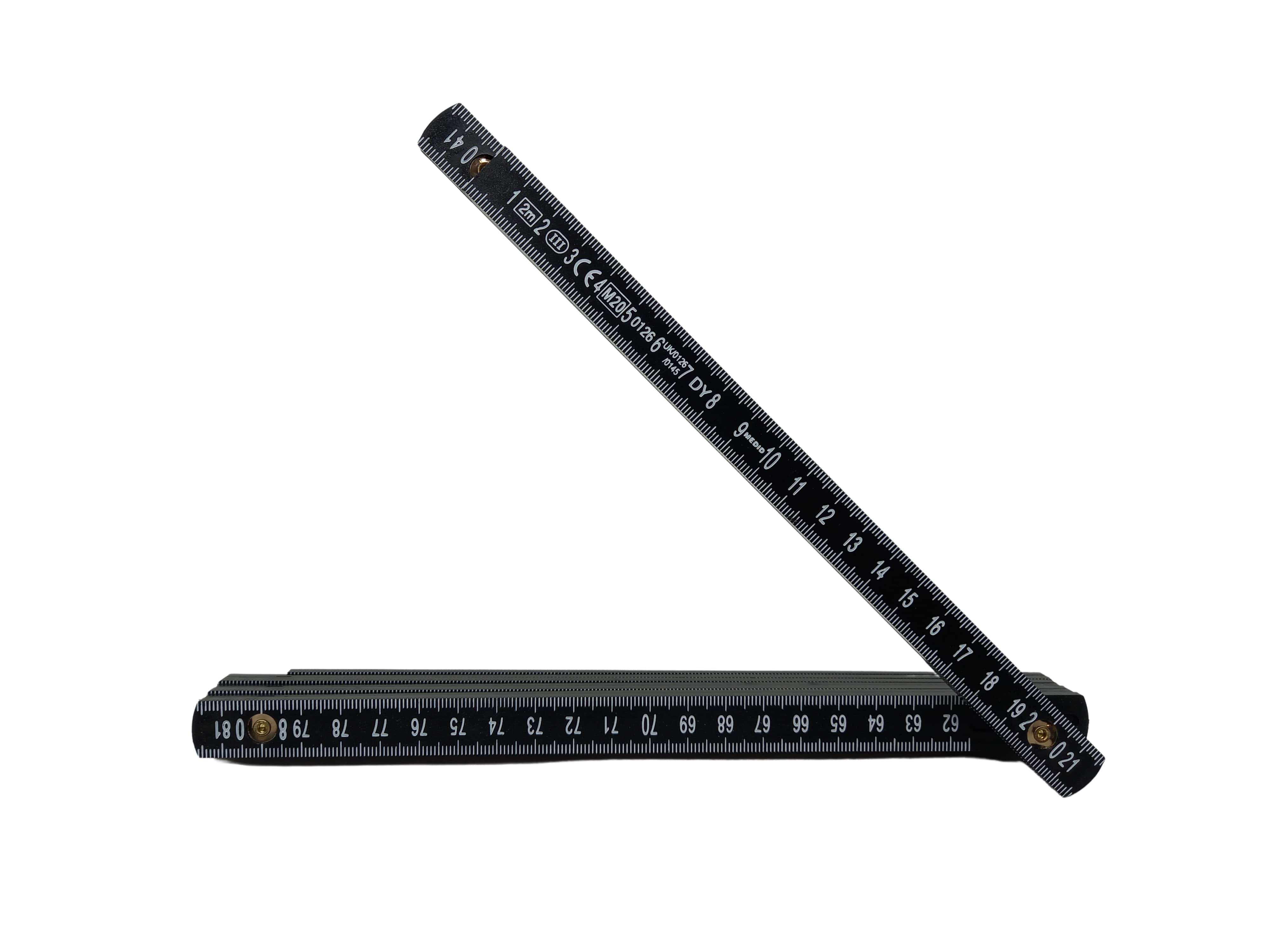 Metro plegable de aluminio 2 m x 10 varillas de color negro - ref.2022