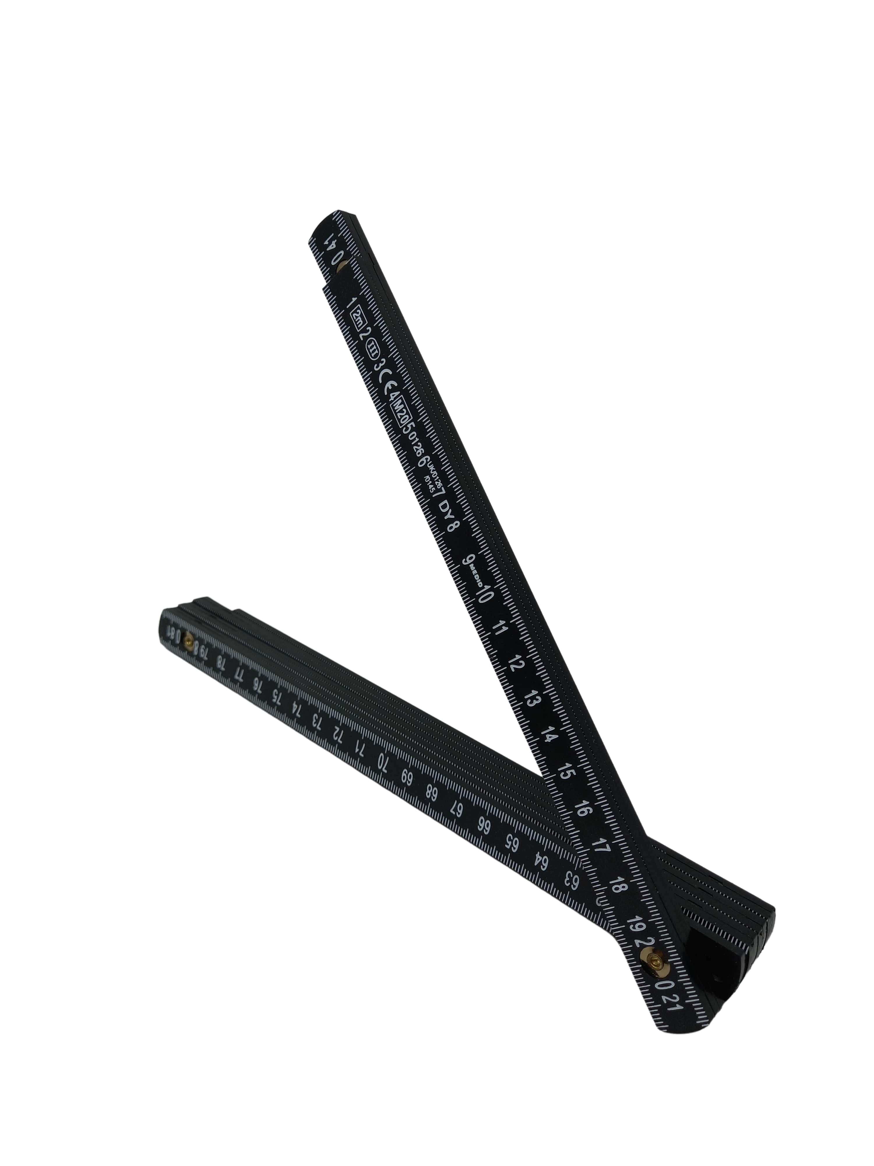 Metro plegable de aluminio 2 m x 10 varillas de color negro - ref.2022