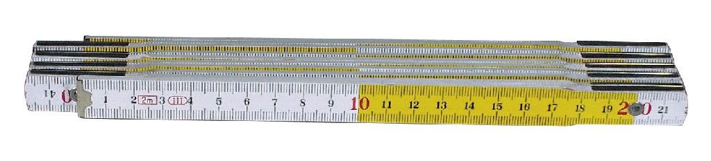 Metro plegable de madera 2 m x 10 varillas de color blanco/amarillo - ref.2040