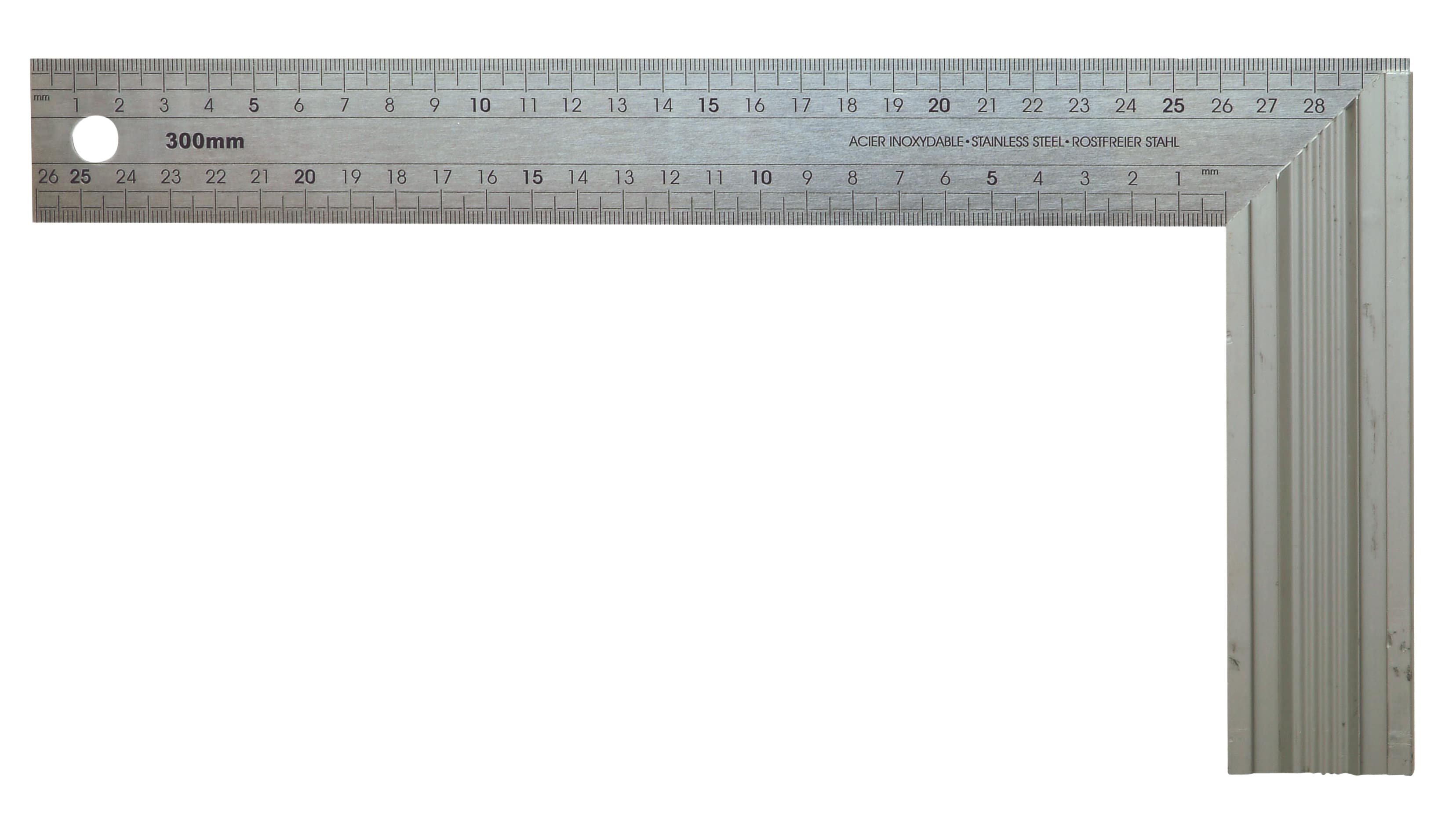 Escuadra profesional acero inoxidable y talón aluminio rectificado 200 mm - ref.2048