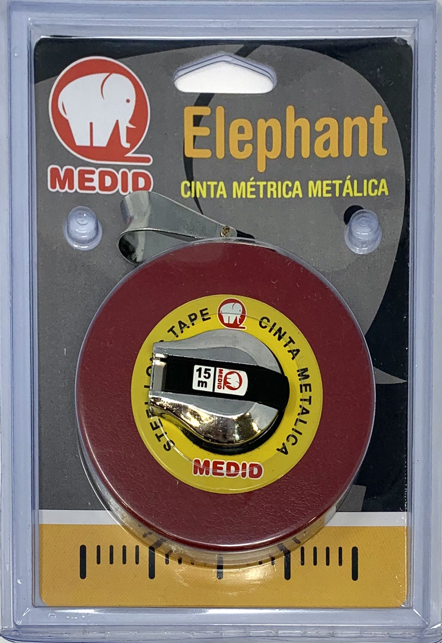 Cinta métrica metálica 15 m x 12 mm Estuche metal + piel - ref.265015