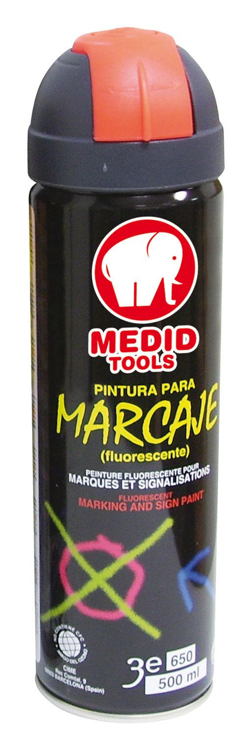 Spray de pintura fluorescente de color rojo