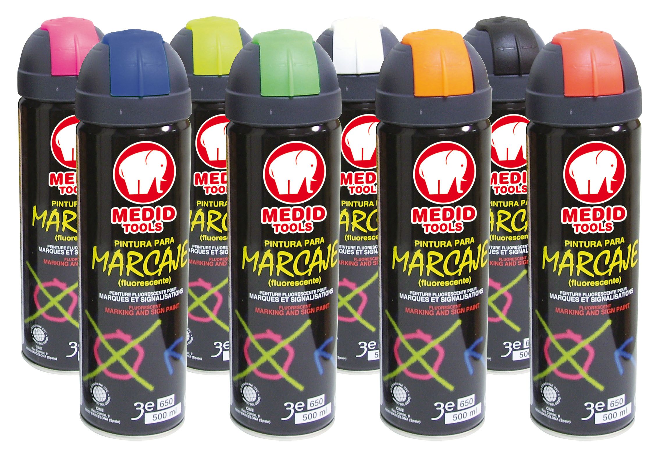 Spray de pintura fluorescente de color fucsia