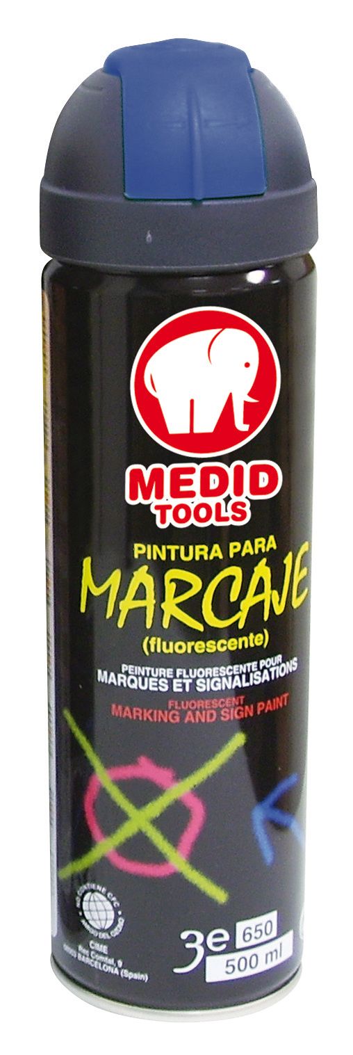 Spray de pintura fluorescente de color azul