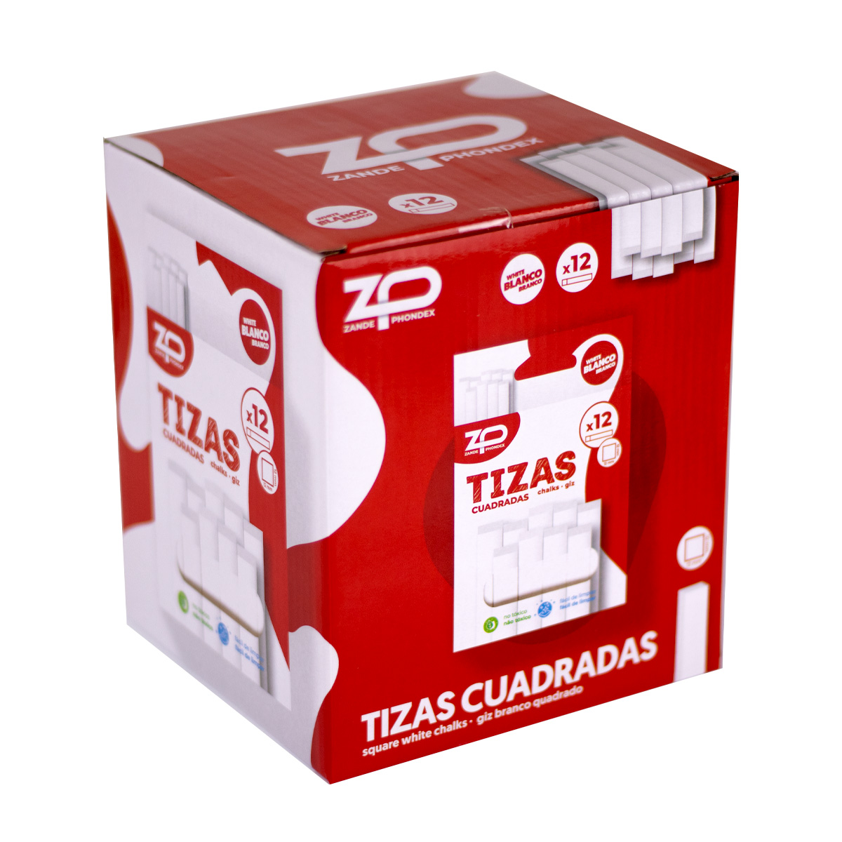 Tiza común blanca 82 x 12 x 12 mm. Caja de 240 unidades