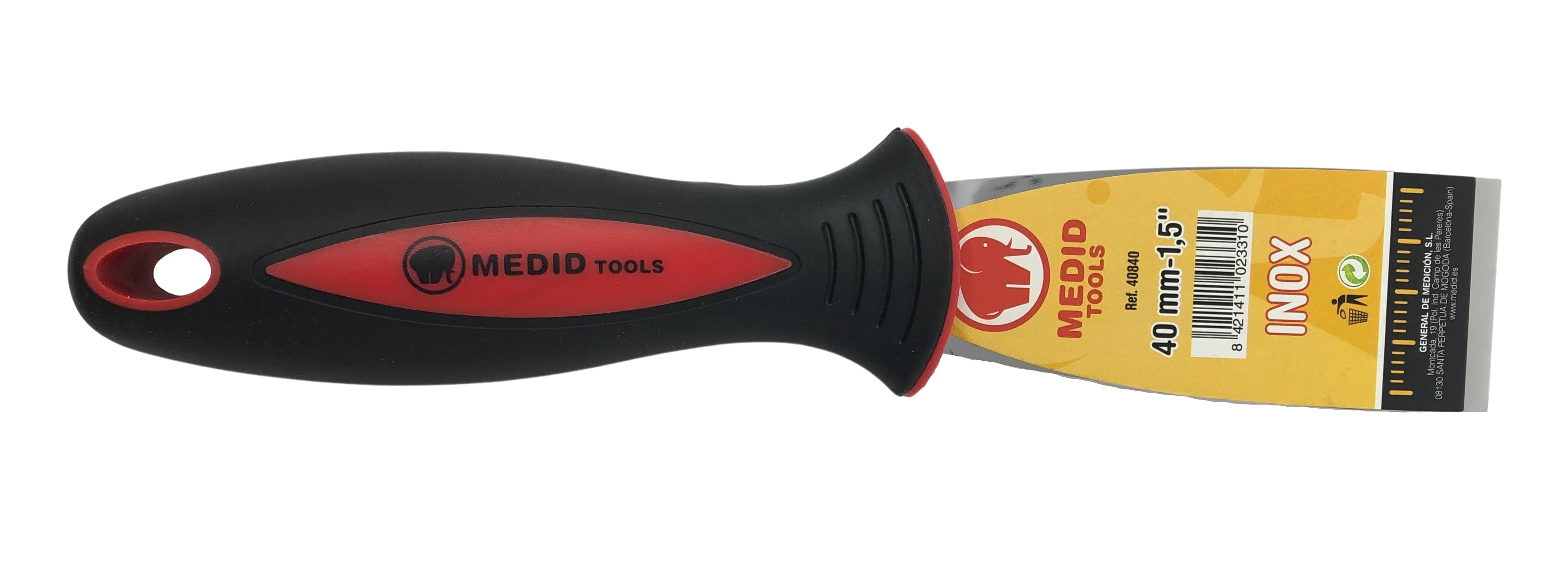 Espátula pintor inoxidable 40 mm Mango bimaterial antideslizante.