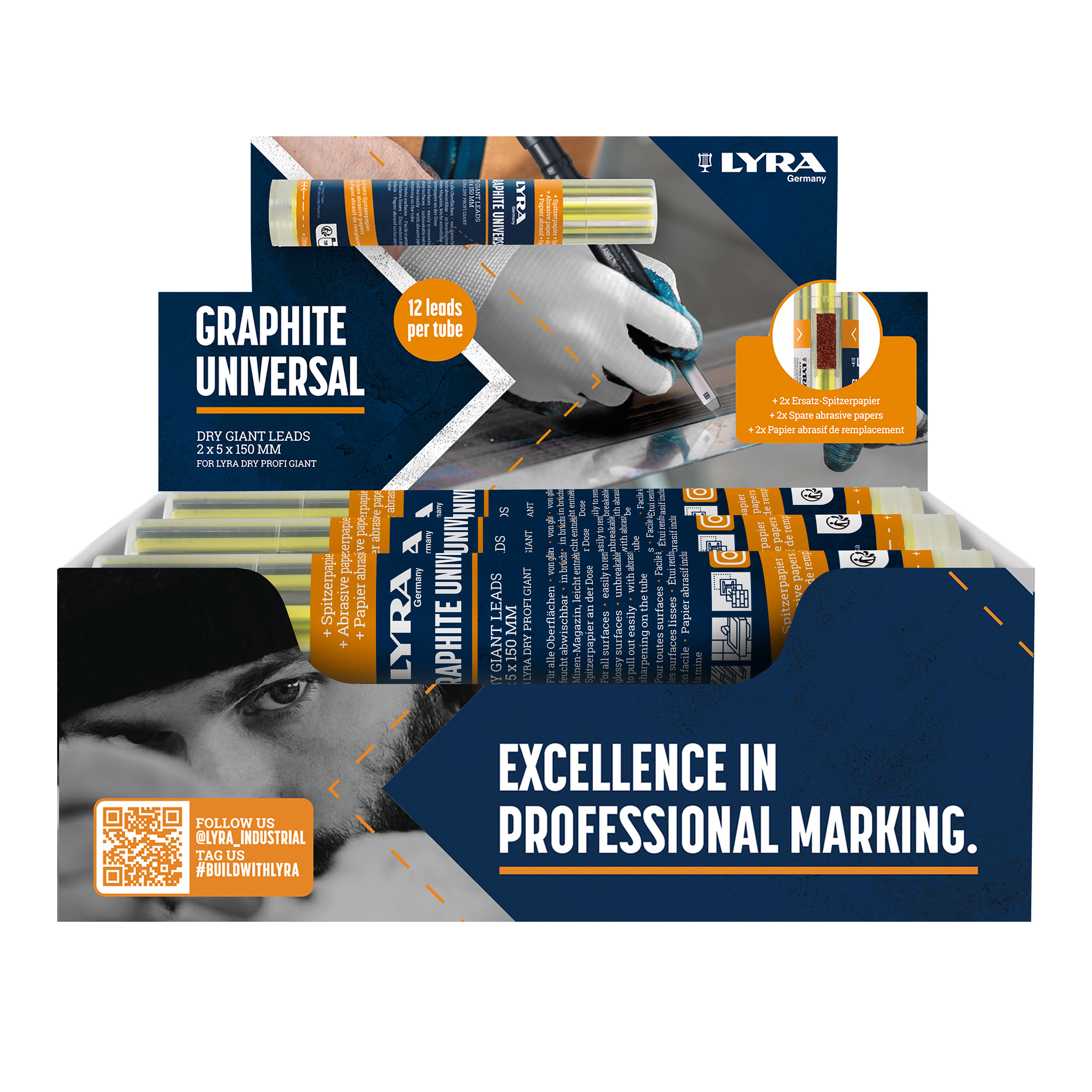 Estuche minas de recambio GRAPH 2B para marcador Lyra Dry Profi Giant
