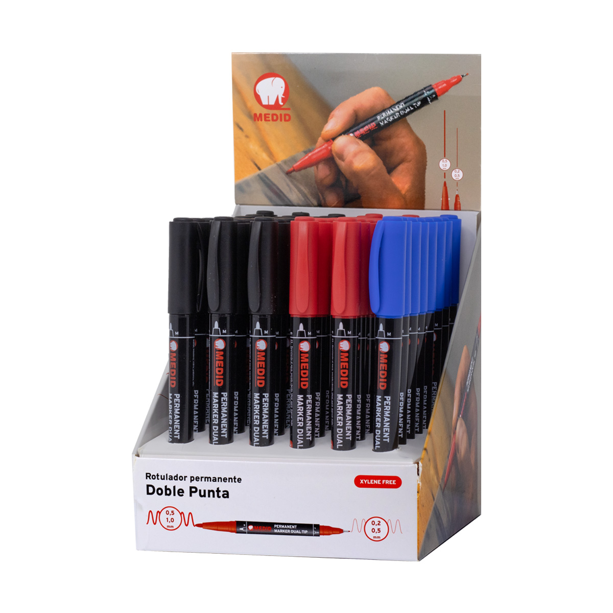 Expositor 48 marcadores doble punta MEDID – Surtido mixto