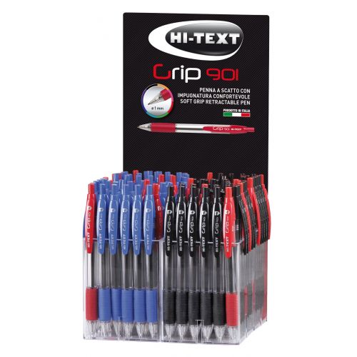 Expositor con 100 bolígrafos de colores surtidos: negro, azul y rojo - ref.100800