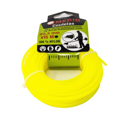 Hilo de nylon redondo amarillo 15 m 3.3 mm