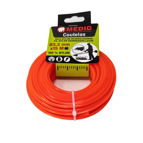 Hilo de nylon rojo cuadrado 15 m 3.3 mm