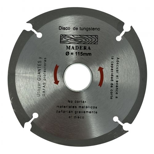 Disco tungsteno para corte madera diámetro 115 mm