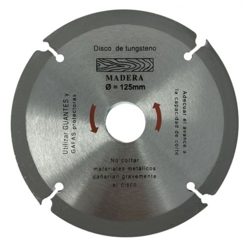 Disco tungsteno para corte madera diámetro 125 mm