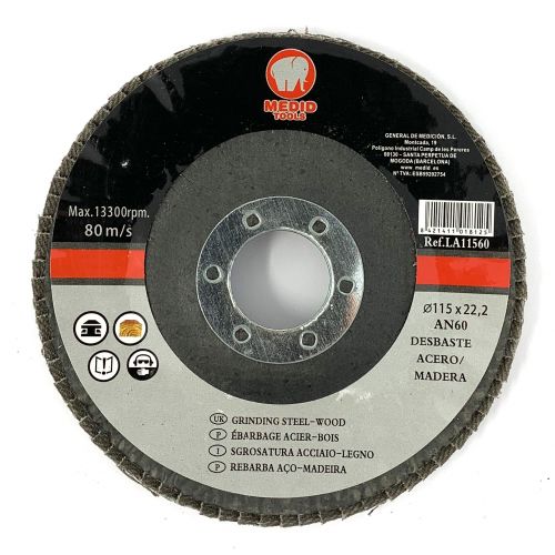 Disco láminas desbaste acero/madera diámetro 115 mm grano 60