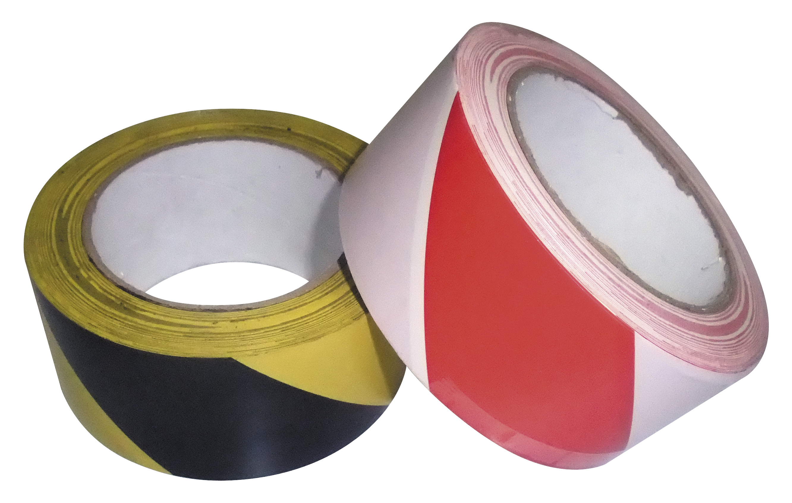 Cinta baliza adhesiva de color amarillo y negro para pavimentos