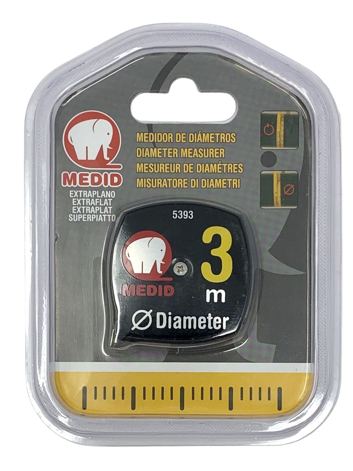 Flexómetro con estuche extraplano medidor de diámetros 3 m x 7 mm - ref.5393
