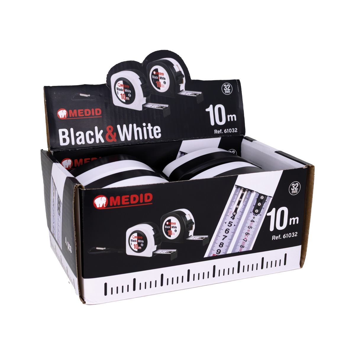 Flexómetro MEDID Black & White 10 m x 32 mm- ref 61032