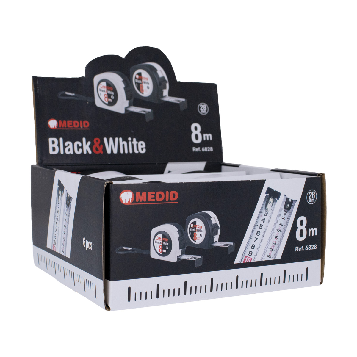 Flexómetro MEDID Black &amp; White 8 m x 28 mm- ref 6828