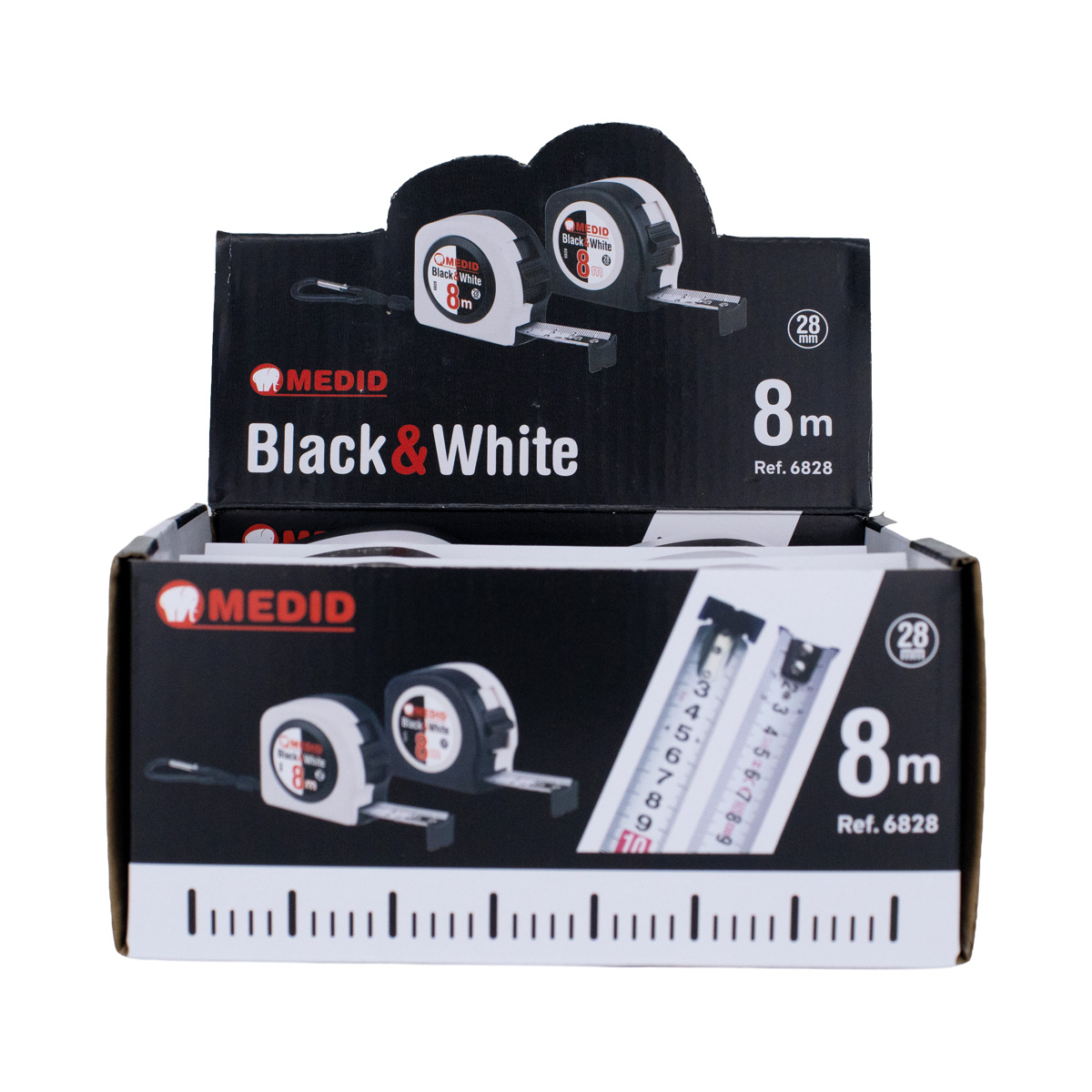 Flexómetro MEDID Black &amp; White 8 m x 28 mm- ref 6828