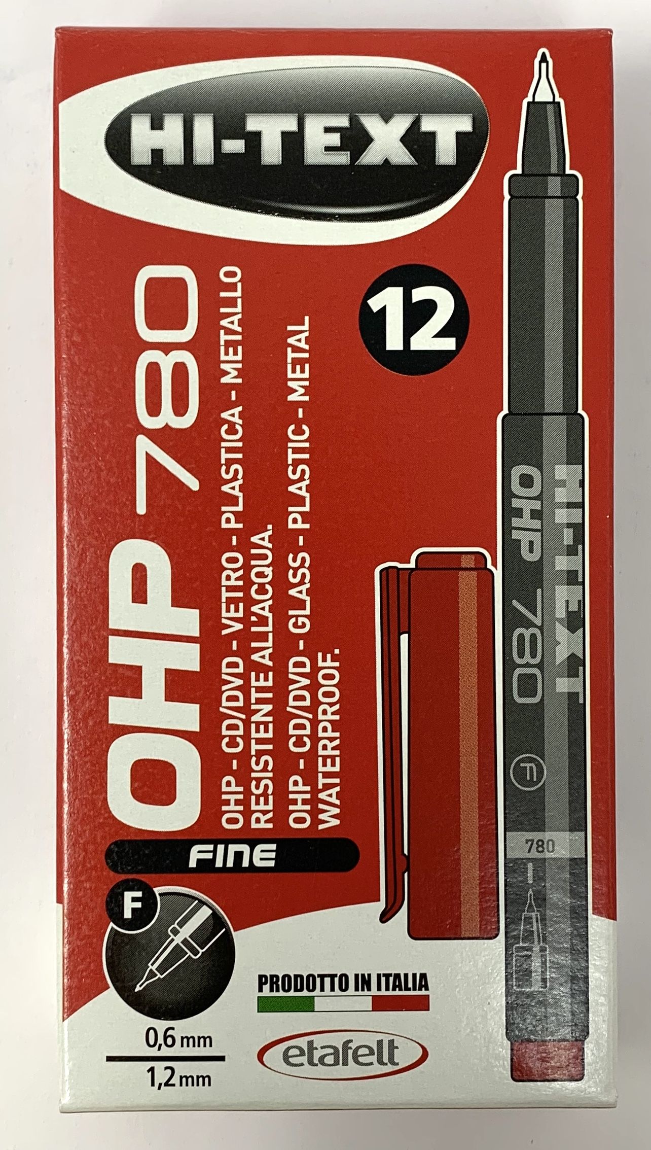 Rotulador tinta indeleble de secado rápido de color rojo punta de 1 mm - ref.722