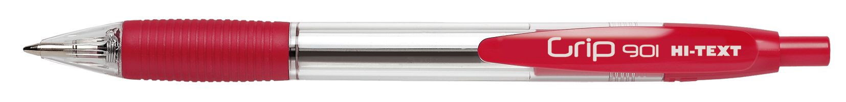 Bolígrafo retráctil de color rojo. Empuñadura de goma antideslizante. Caja de 12 unidades - ref.861