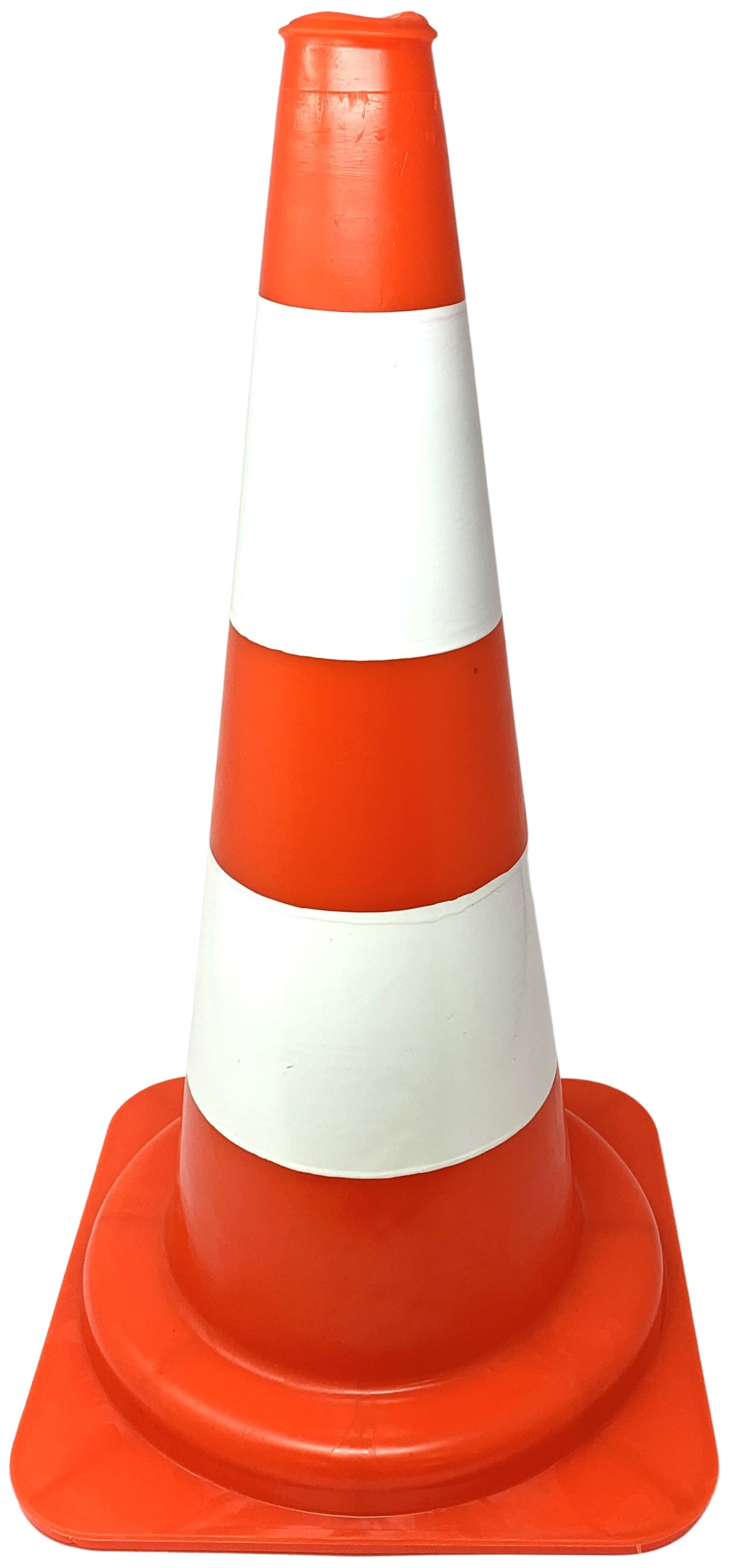 Cono plástico PVC flexible 54 cm franjas de color blanco 1