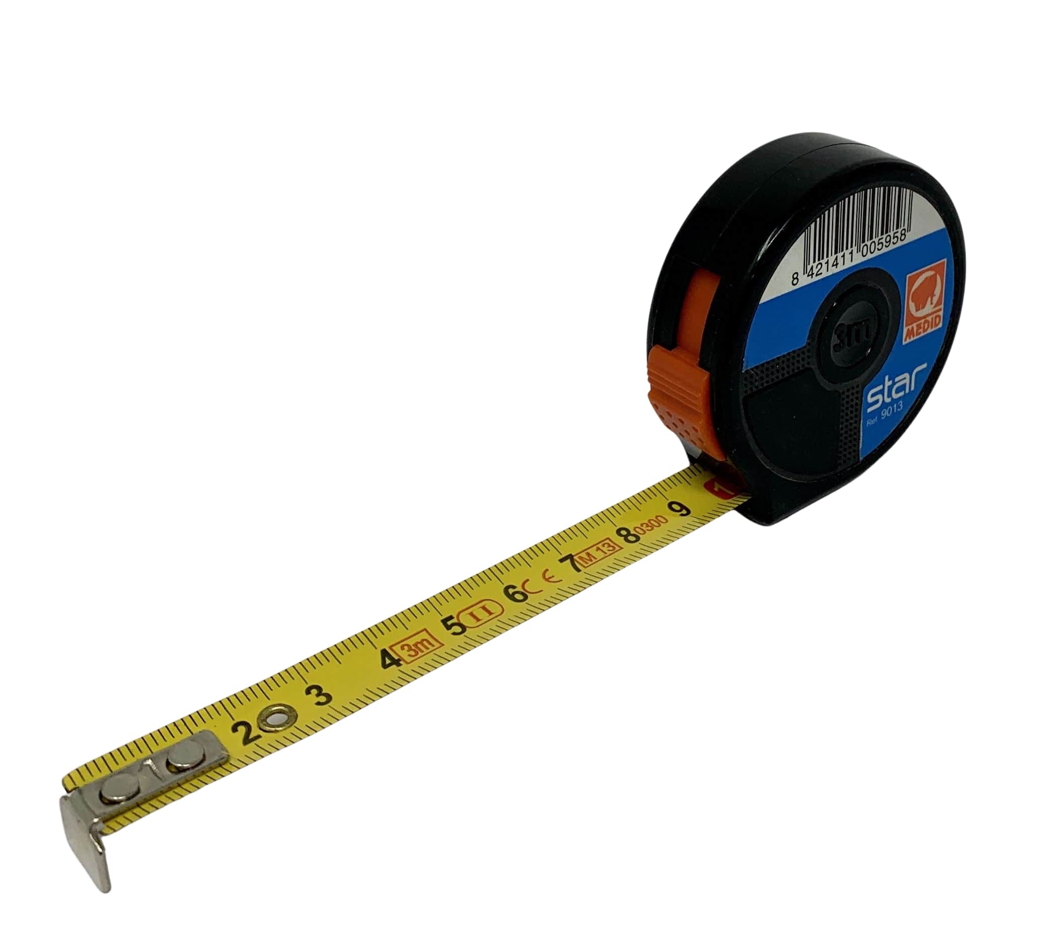 Flexómetro super compacto 5 cm de diámetro 3 m x 13 mm con freno - ref.9013