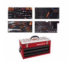 Composiciones de herramientas para mantenimiento general en caja de herramientas metálica: 146 piezas | 1483KHD3RB-FF4