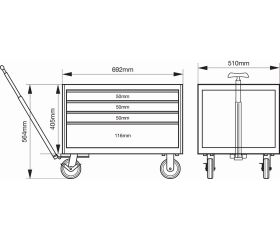 Cofres para el HUB del almacenamiento E87 premium con ruedas y 4 cajones | 1487K4W