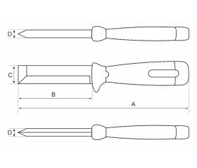 Cuchillo formón para uso intensivo con mango de goma | 2448