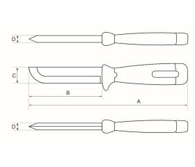 Cuchillos formones de industria pesada con hoja curvada y mango de goma | 2449