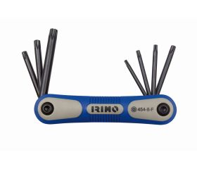 Juego de 9 llaves acodadas pavonadas con punta Torx inviolable en estuche plegable | 454-8-F