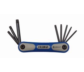 Juego de llaves acodadas pavonadas con punta Torx, estuche plegable con 8 piezas | 458-8-F