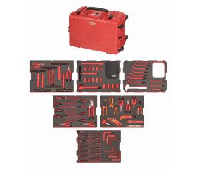 Composición de herramientas aisladas en maleta rígida 